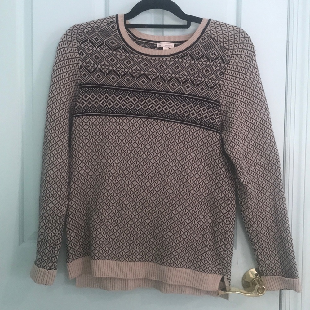 Gap Black and Beige Patterned Sweater